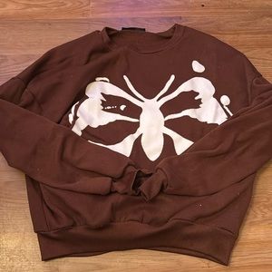 Shein brown butterfly crewneck